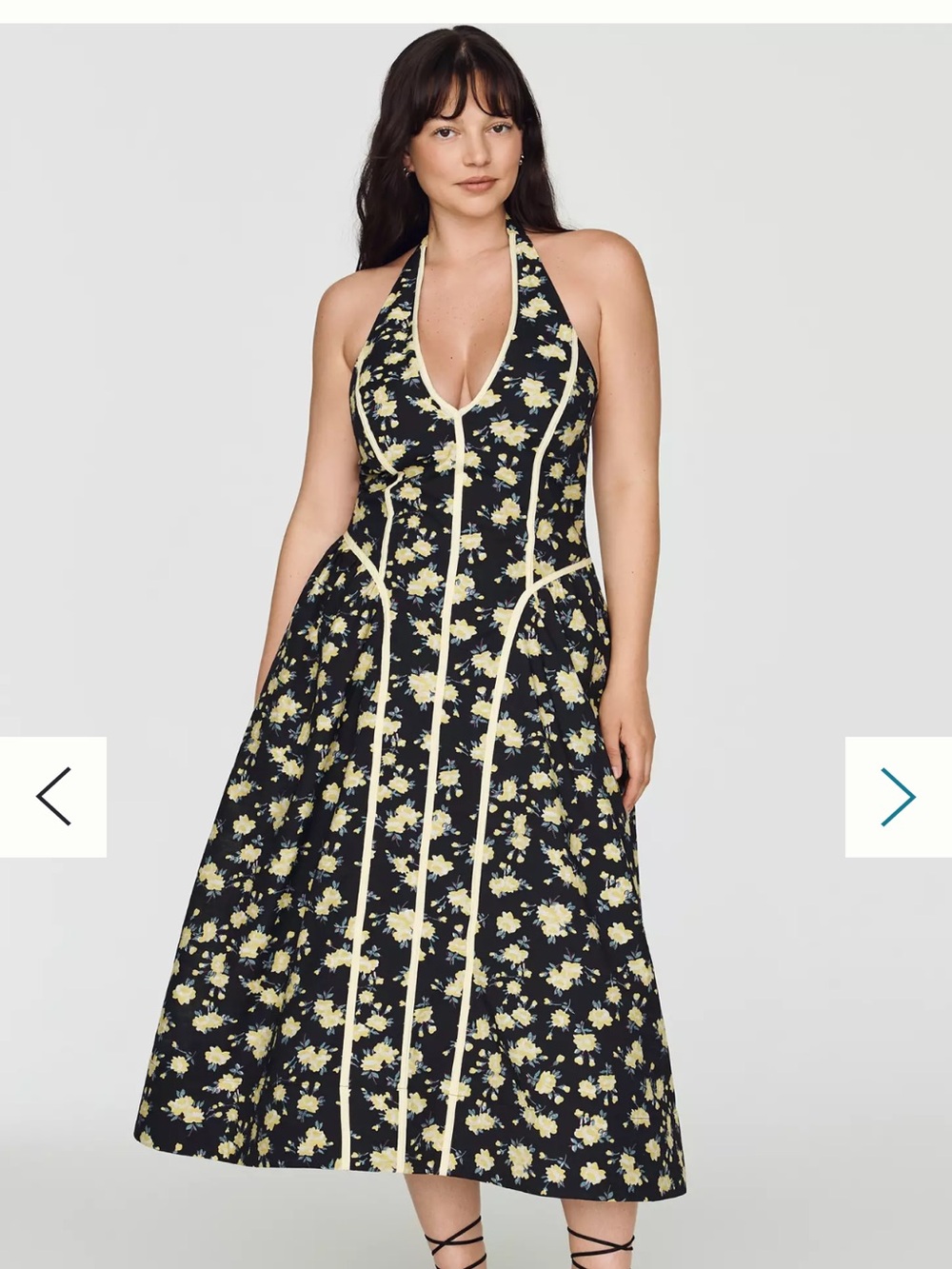 NWT Anthropologie Fit and Flare Halter v neck Floral Midi Dress - Picture 2 of 6